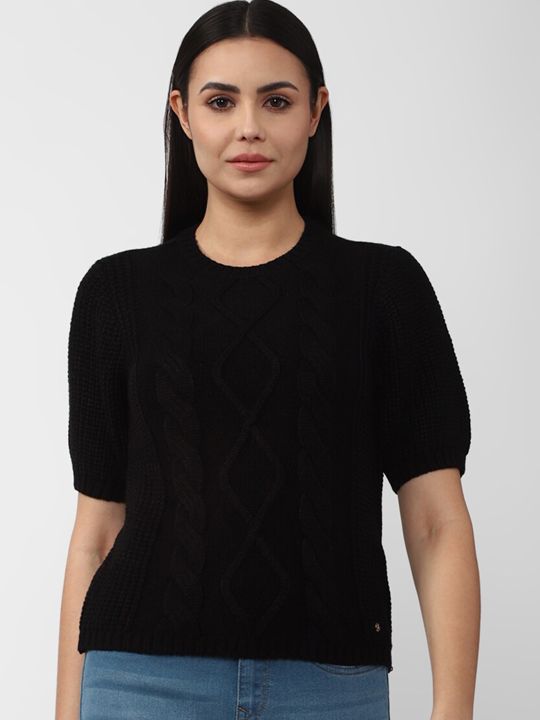 

Van Heusen Woman Women Black Cable Knit Pullover