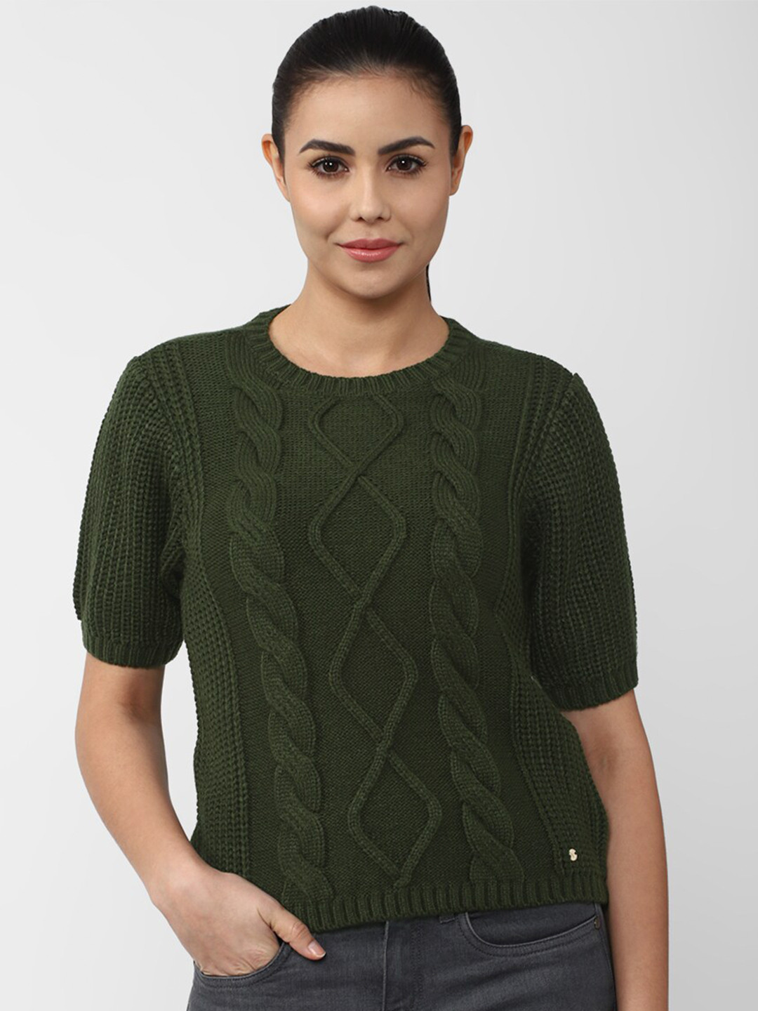

Van Heusen Woman Women Green Cable Knit Pullover