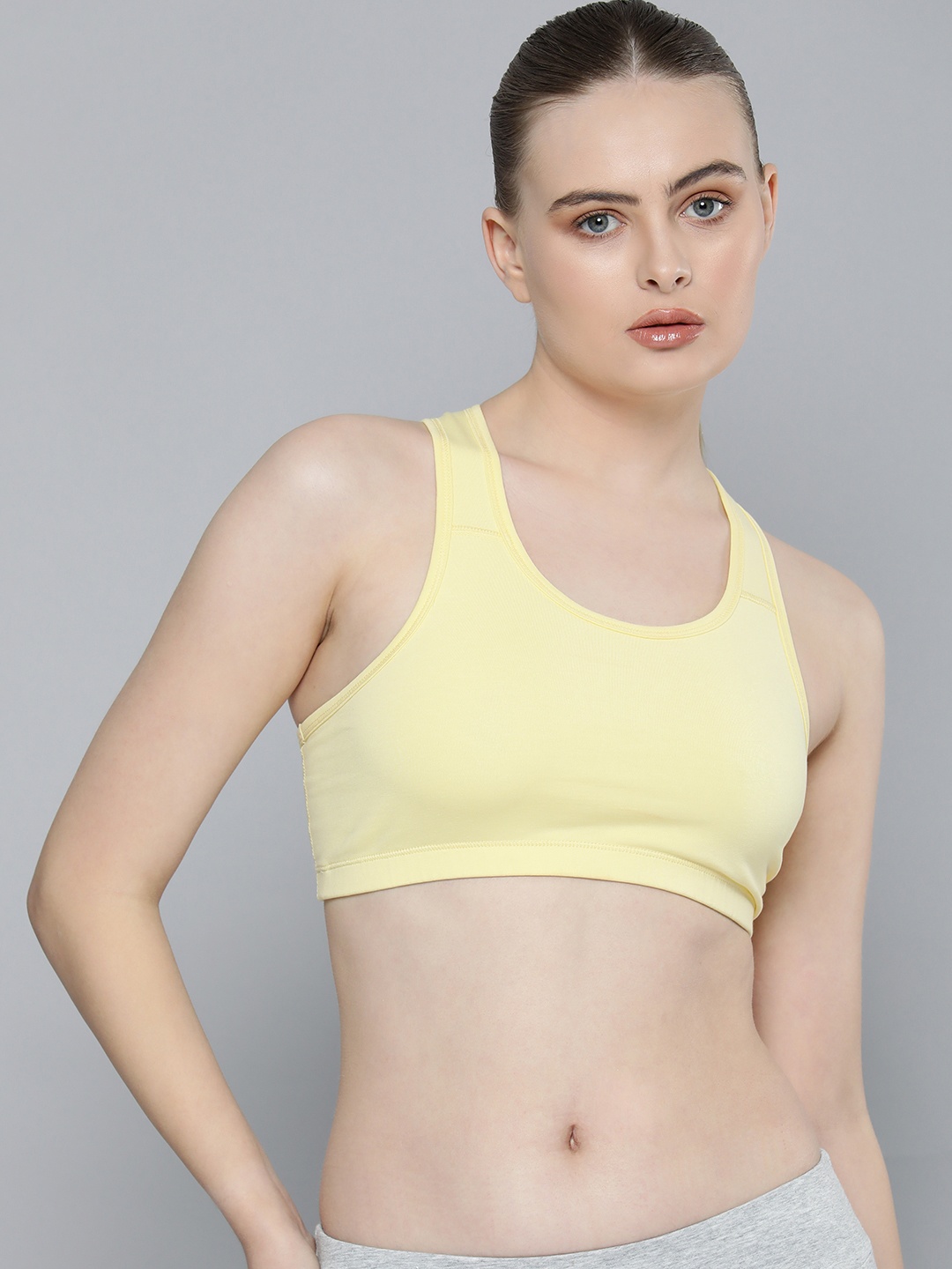 

HERE&NOW Women Slip-On Non Padded Full Coverage Bra HNBR-30505, Yellow