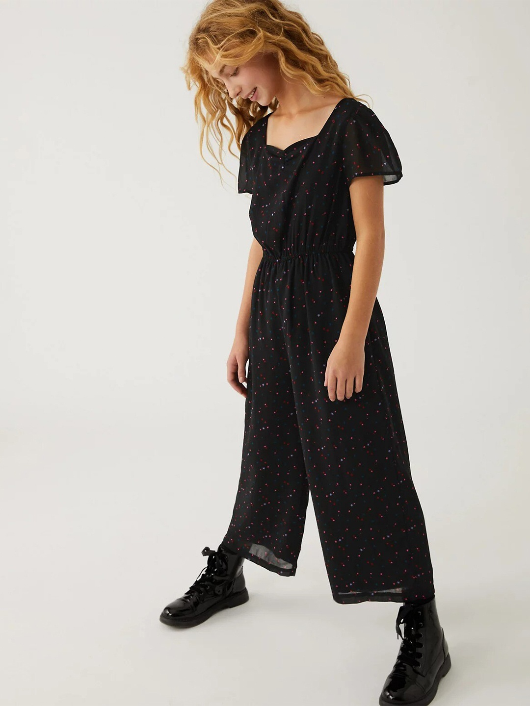 

Marks & Spencer Girls Black Printed Culotte Jumpsuit