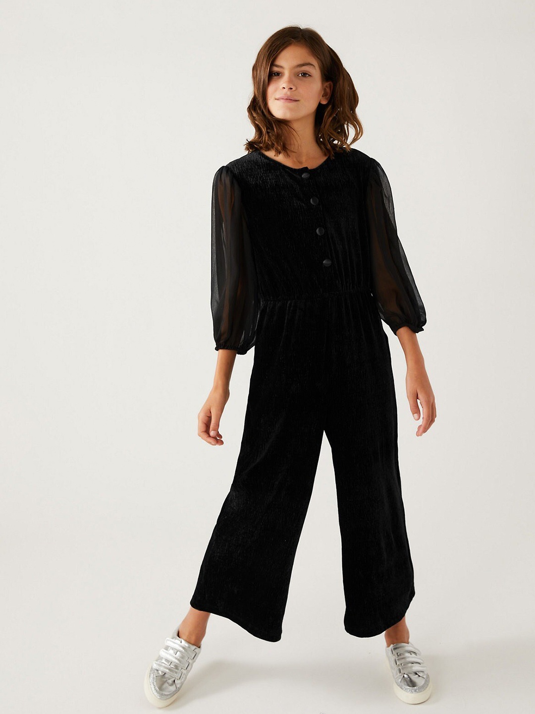 

Marks & Spencer Girls Black Solid Basic Jumpsuit