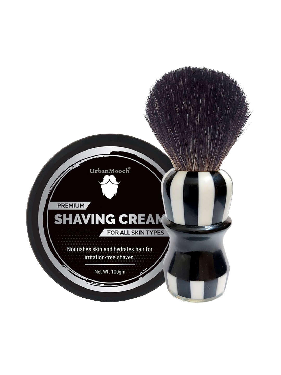 

UrbanMooch Men Set Of 2 Shaving Cream & Brush 100gm, Black