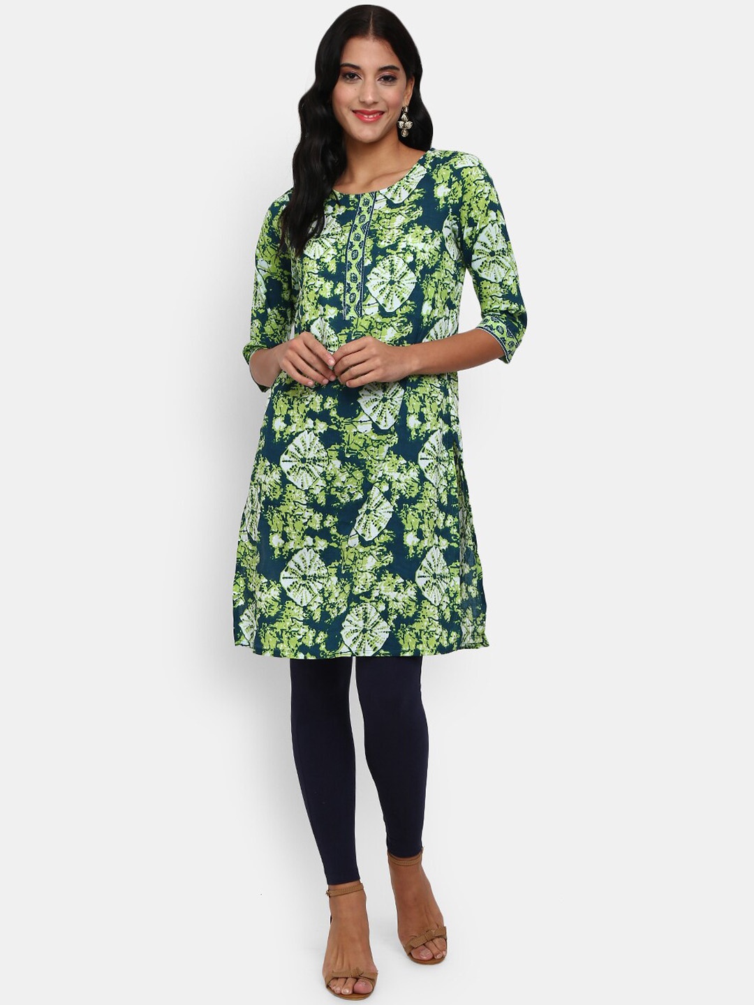 

V-Mart Women Green Bandhani Printed Cotton Kurta