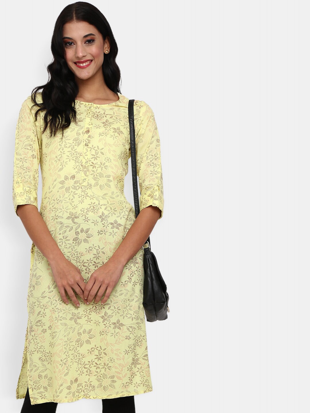 

V-Mart Women Yellow Floral Printed Kurta