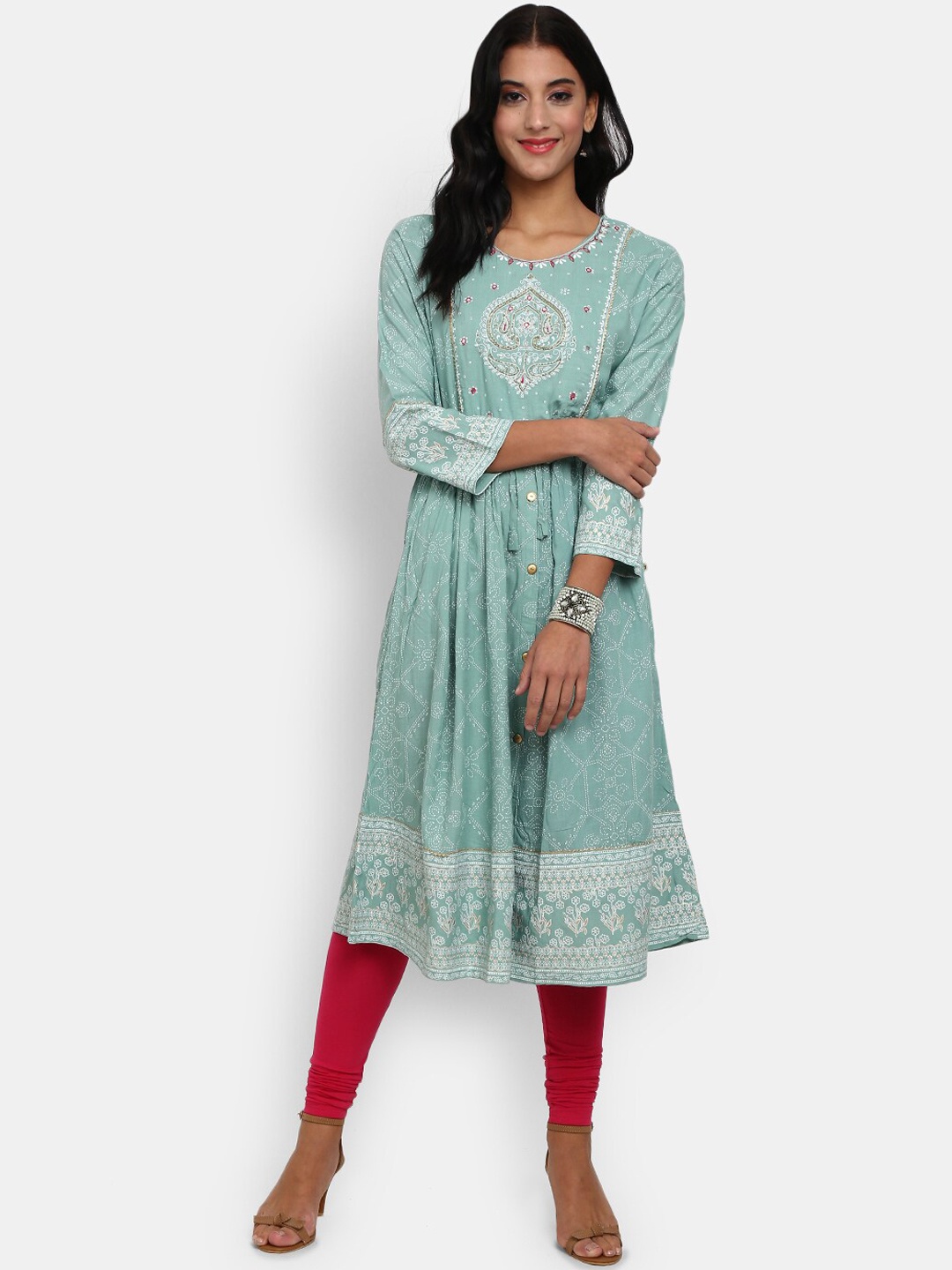 

V-Mart Women Green Ethnic Motifs Kurta