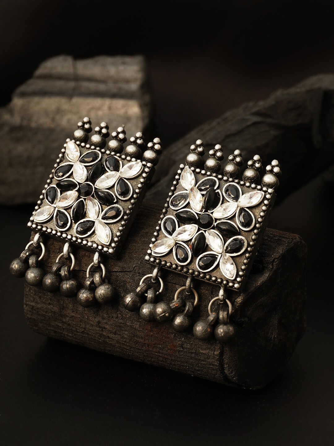 

Urmika Silver-Toned Square Studs Earrings
