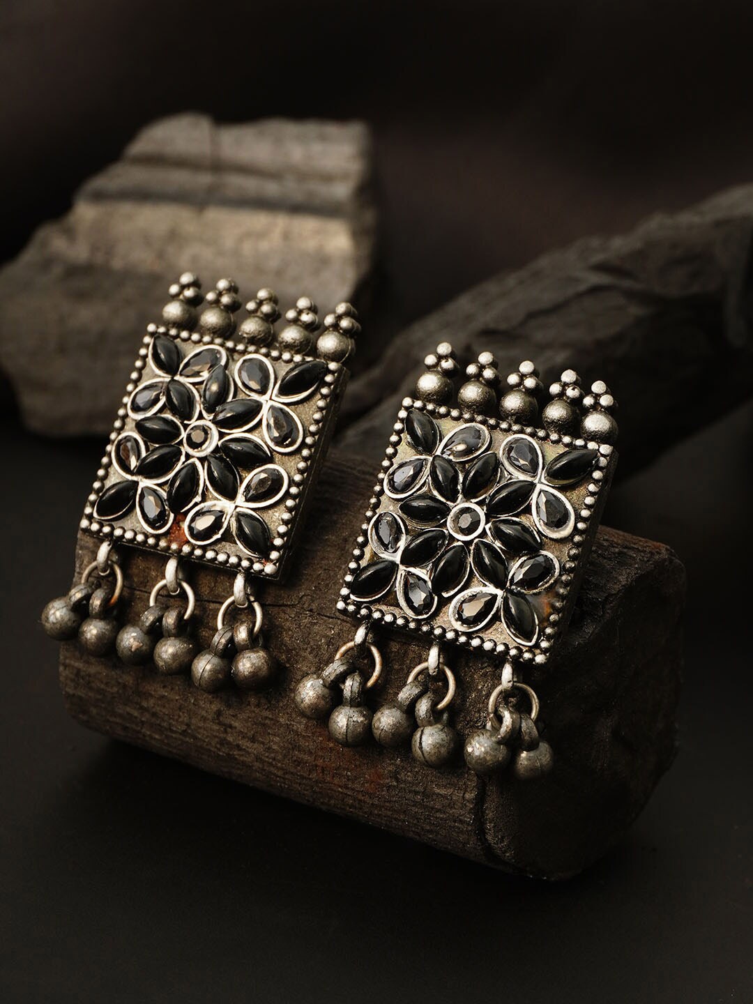 

Urmika Silver-Toned Square Studs Earrings