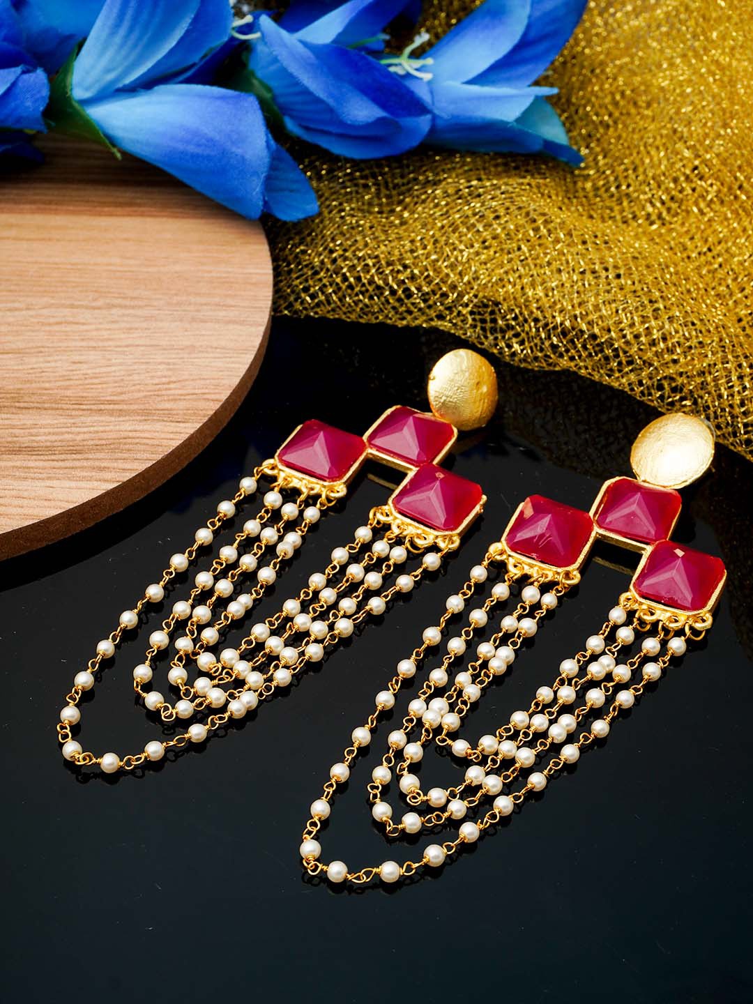 

Urmika Red Classic Drop Earrings