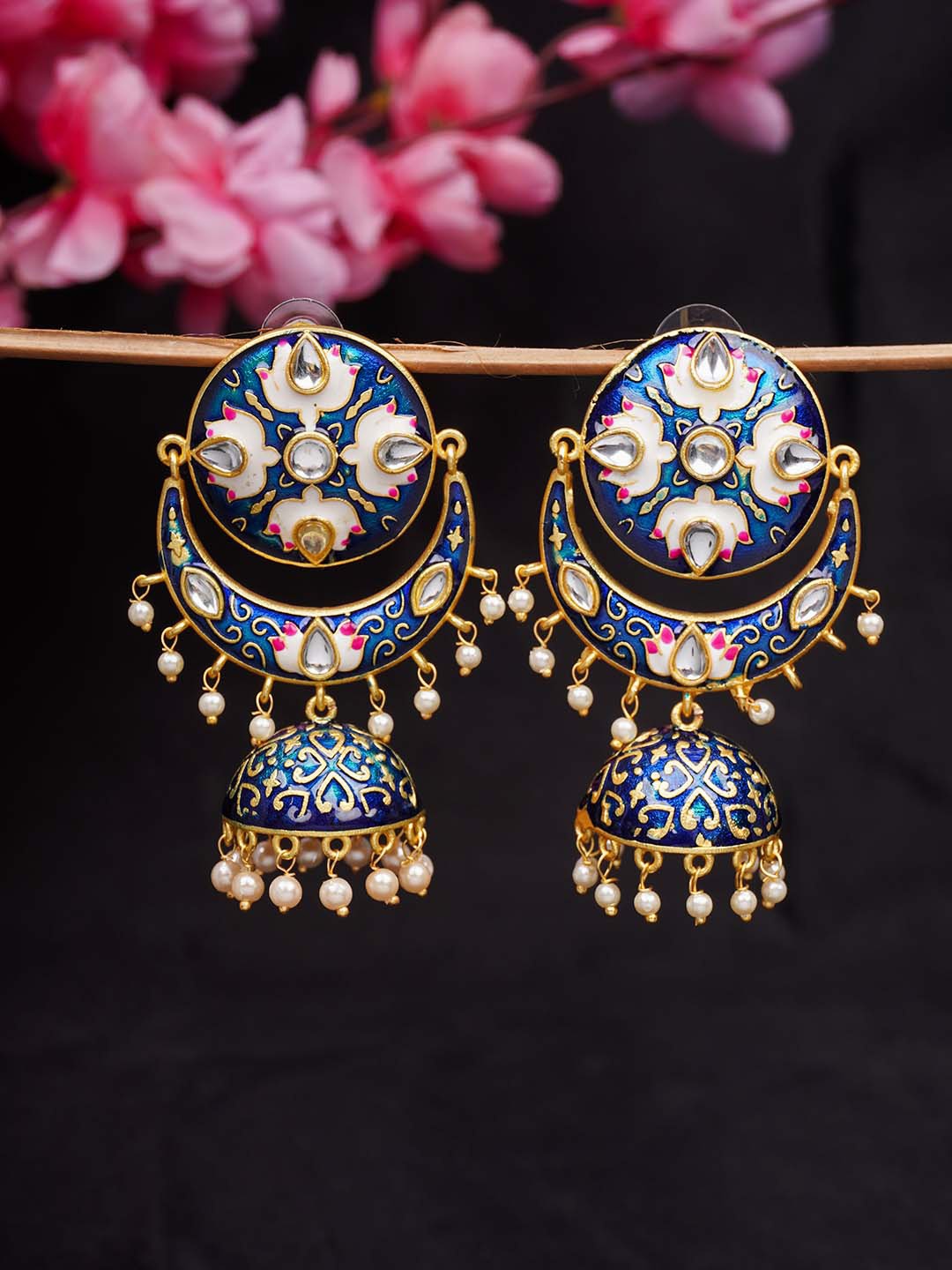 

Urmika Women Blue Classic Chandbalis Earrings