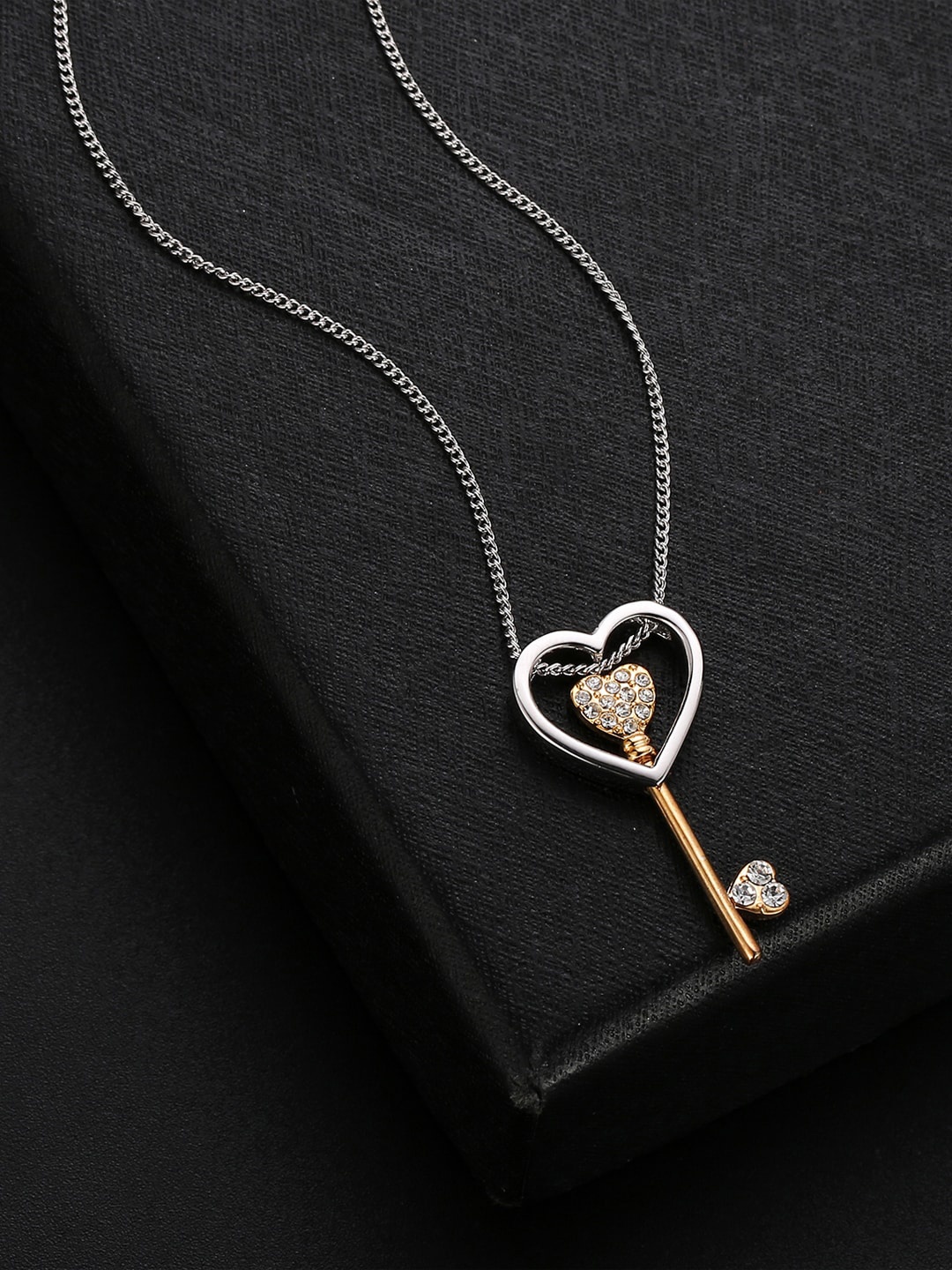

Jewels Galaxy Rhodium-Plated Gold-Toned CZ-Studded Pendant