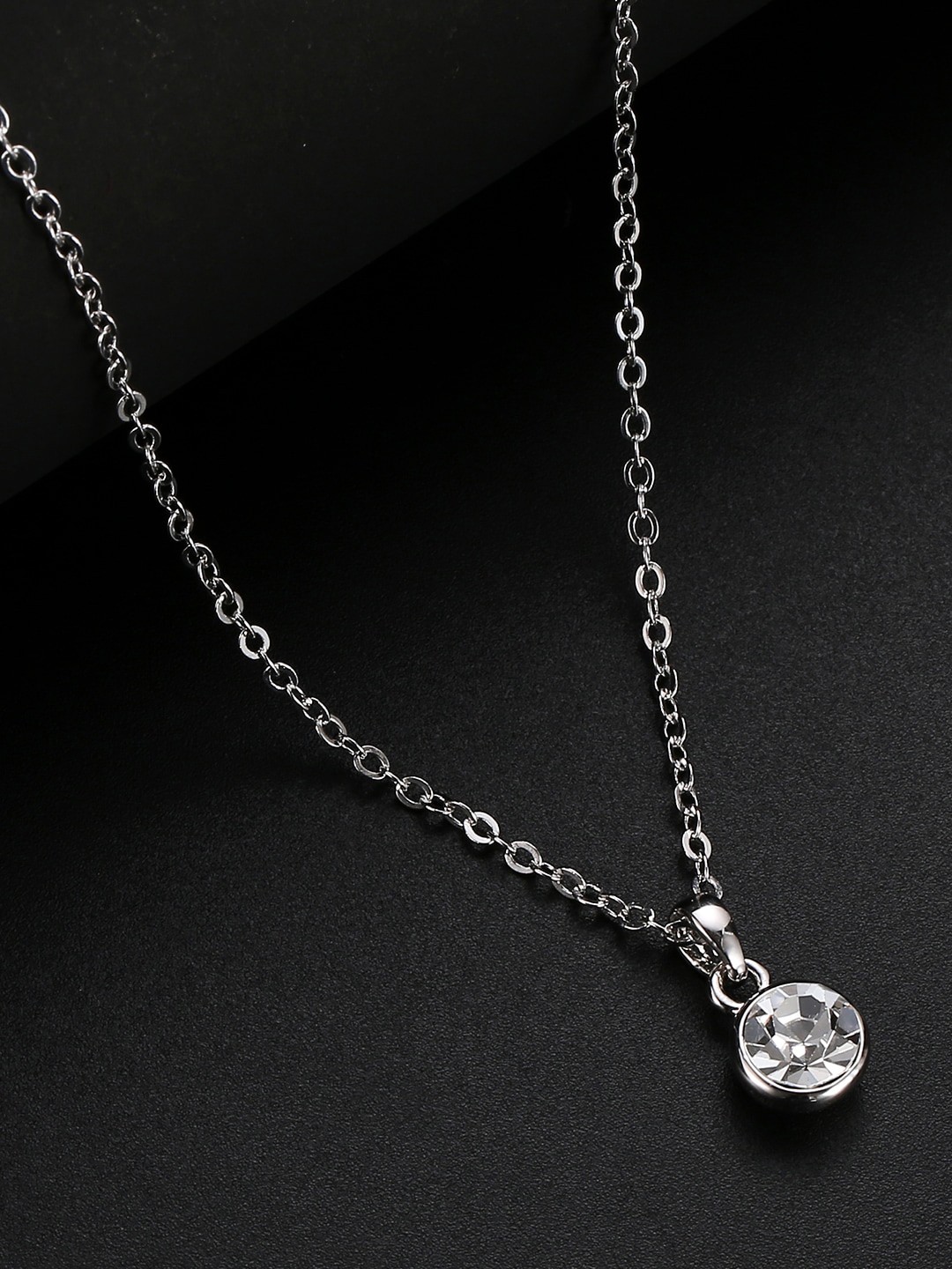 

Jewels Galaxy Rhodium-Plated Silver-Colored Crystal Pendant