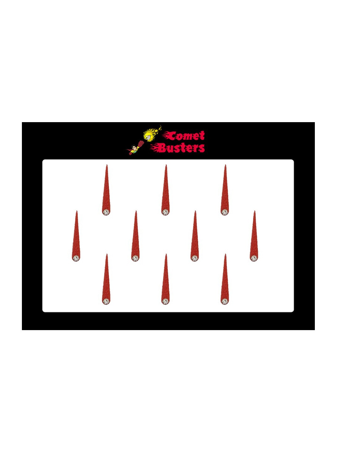 

Comet Busters 10 Pcs Embellished Reusable Designer Bindis - Red