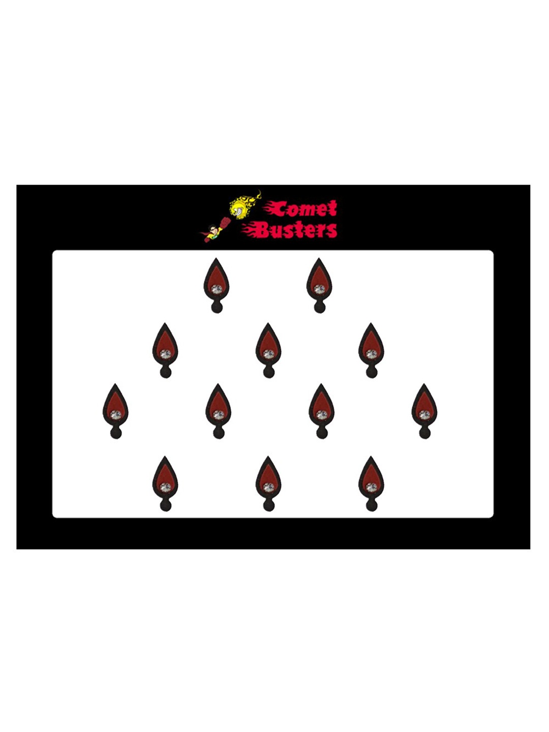 

Comet Busters 12 Pcs Embellished Reusable Designer Bindis - Maroon & Black