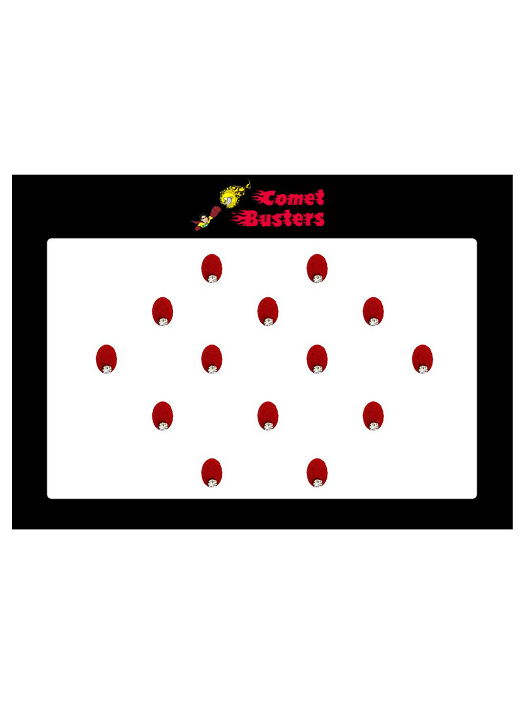 

Comet Busters 14 Pcs Embellished Reusable Oval Bindis - Red