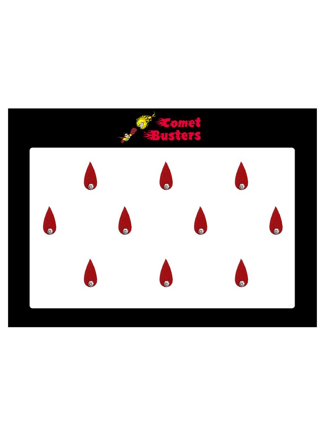 

Comet Busters 10 Pcs Embellished Reusable Designer Bindis - Red