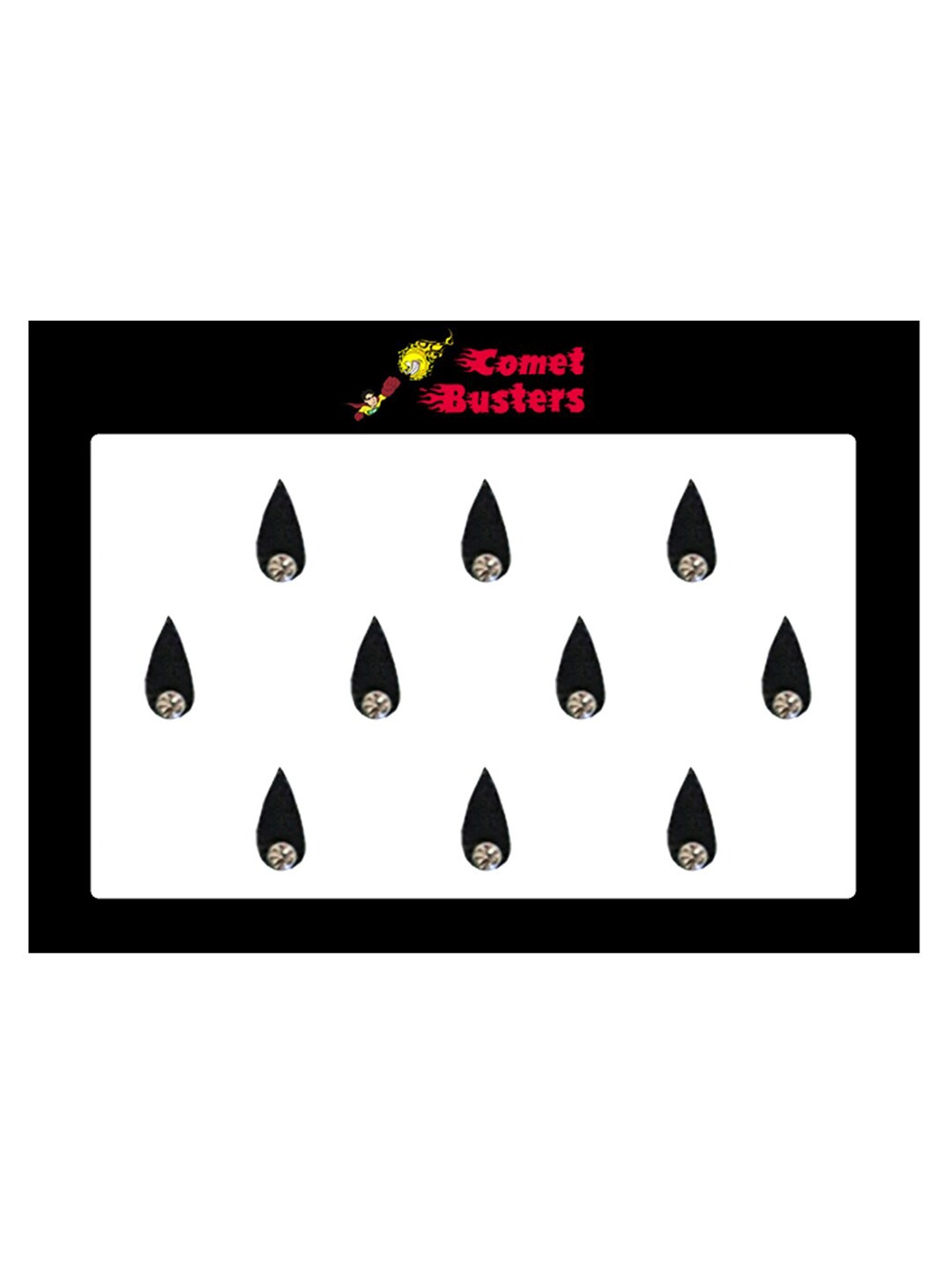 

Comet Busters 10 Pcs Embellished Reusable Designer Bindis - Black