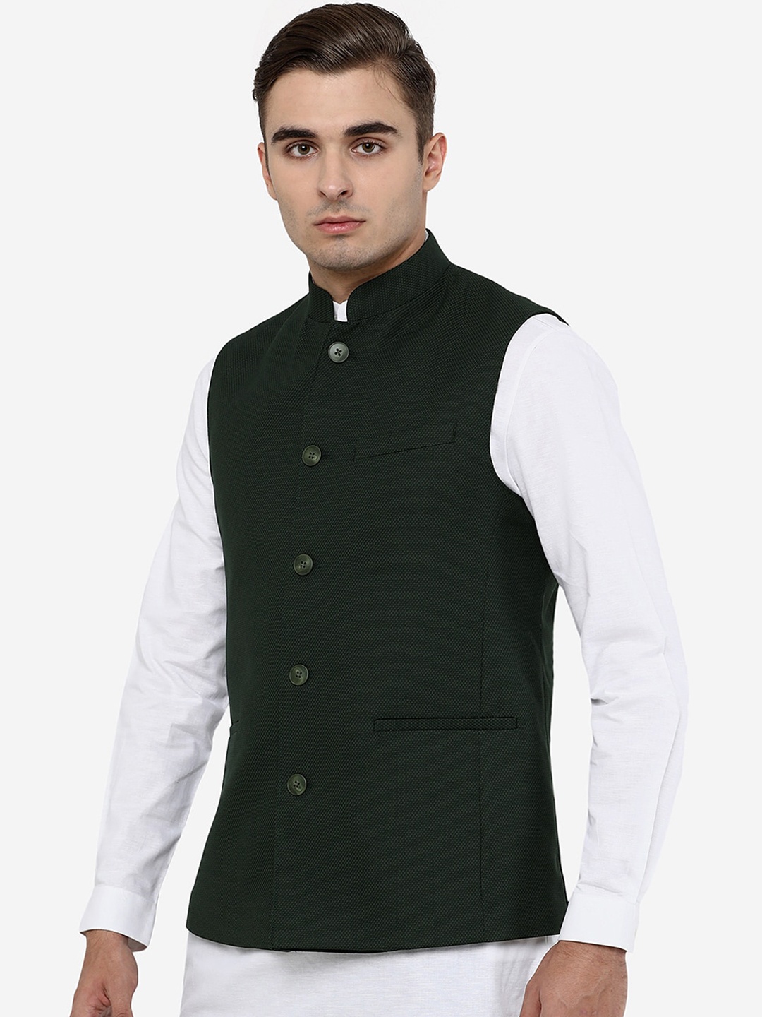 

JADE BLUE Men Black Solid Nehru Jacket