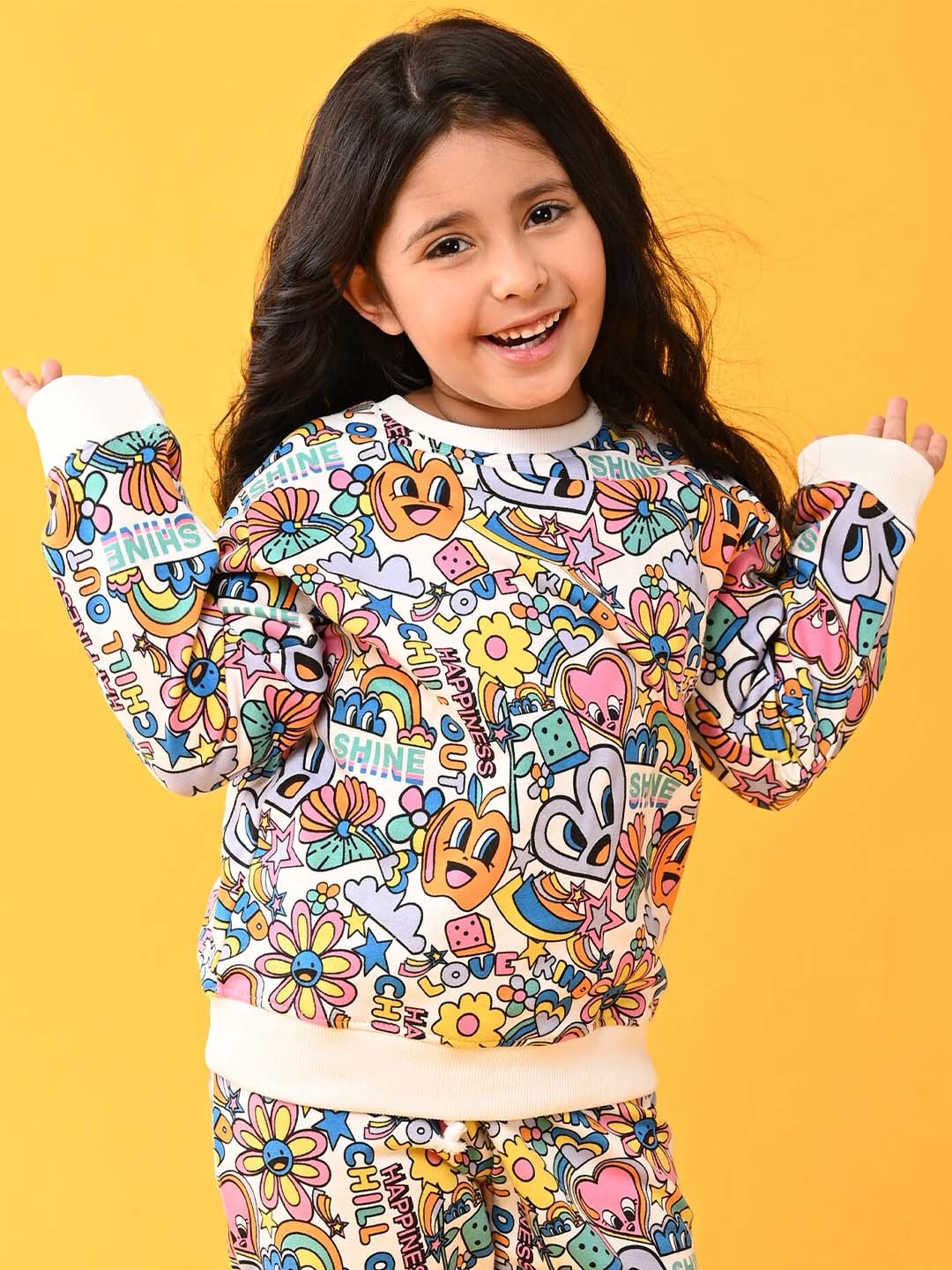 

Anthrilo Girls White Printed Sweatshirt