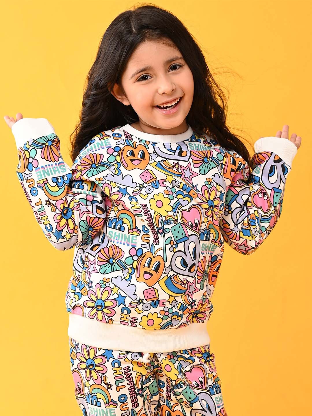 

Anthrilo Girls White Conversational Print Sweatshirt