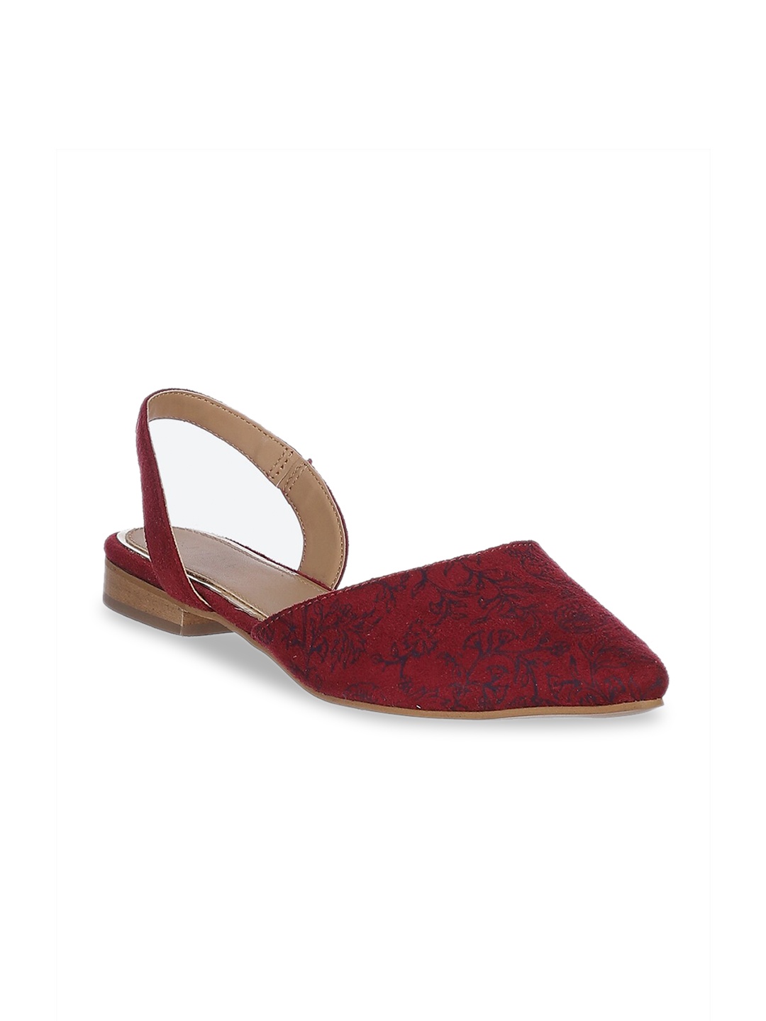 

Biba Women Maroon Printed Slingback Mules Flats