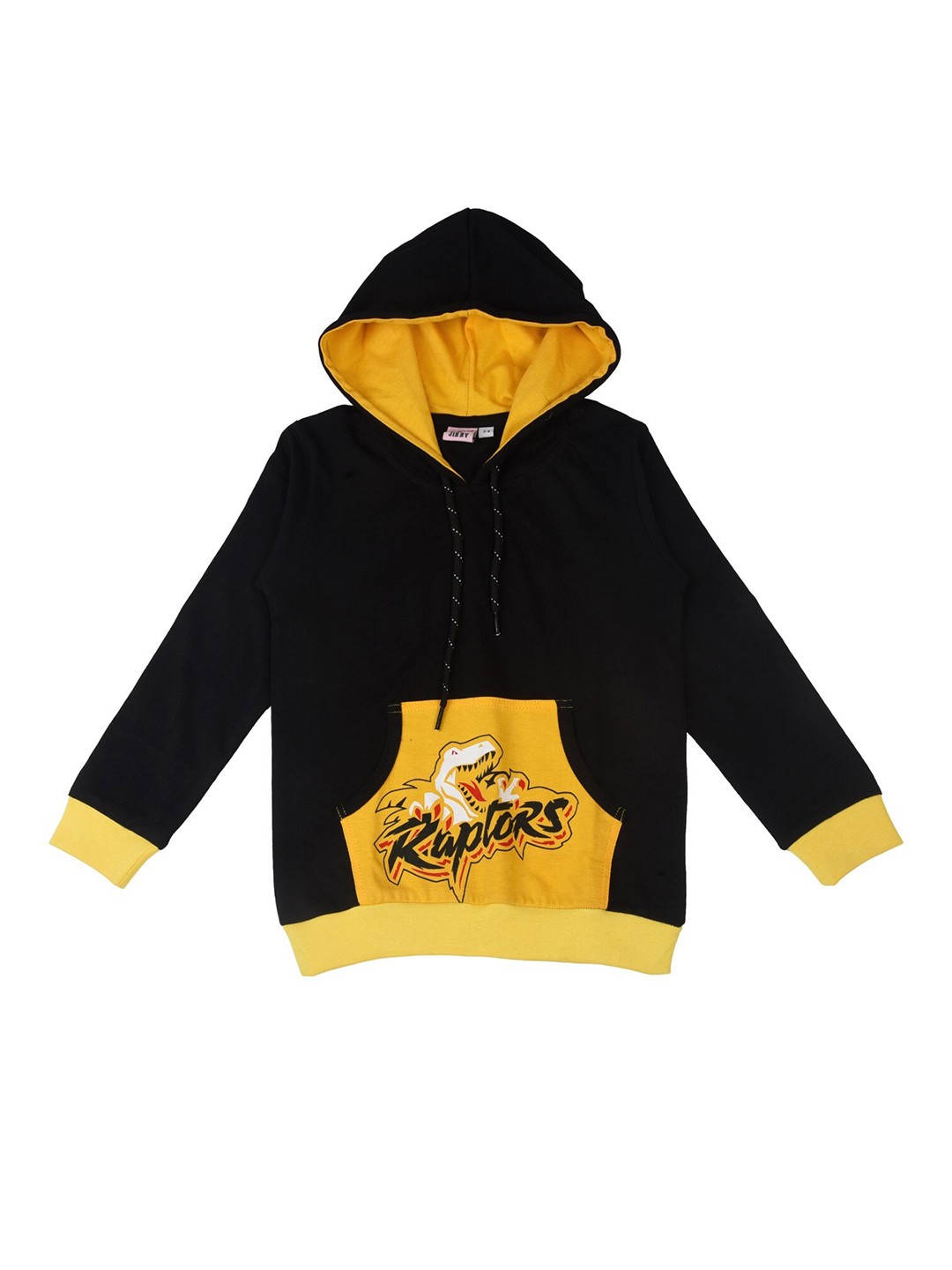 

POMY & JINNY Boys Black Printed Hooded Cotton Sweatshirt