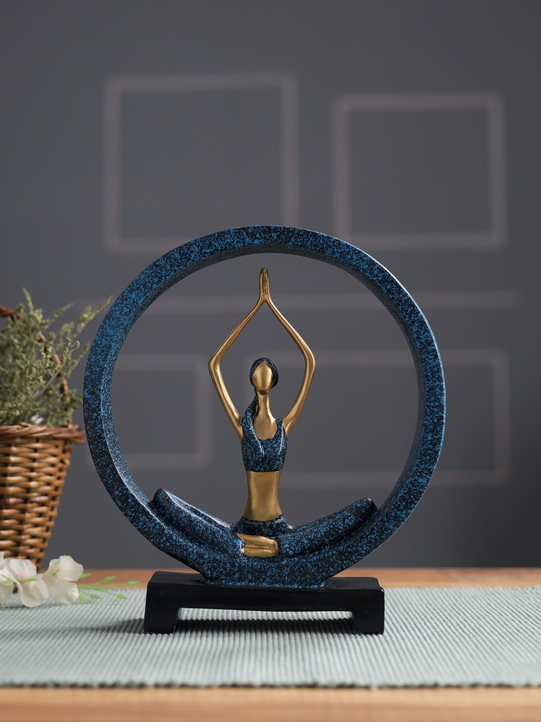 

TAYHAA Blue & Gold-Toned Textured Yoga Lady Showpieces