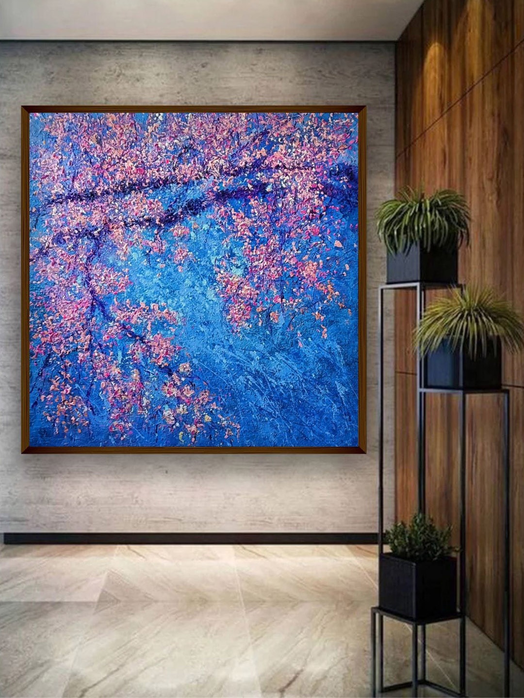 

The Art House Blue & Pink Abstract Painting Canvas Wall Art