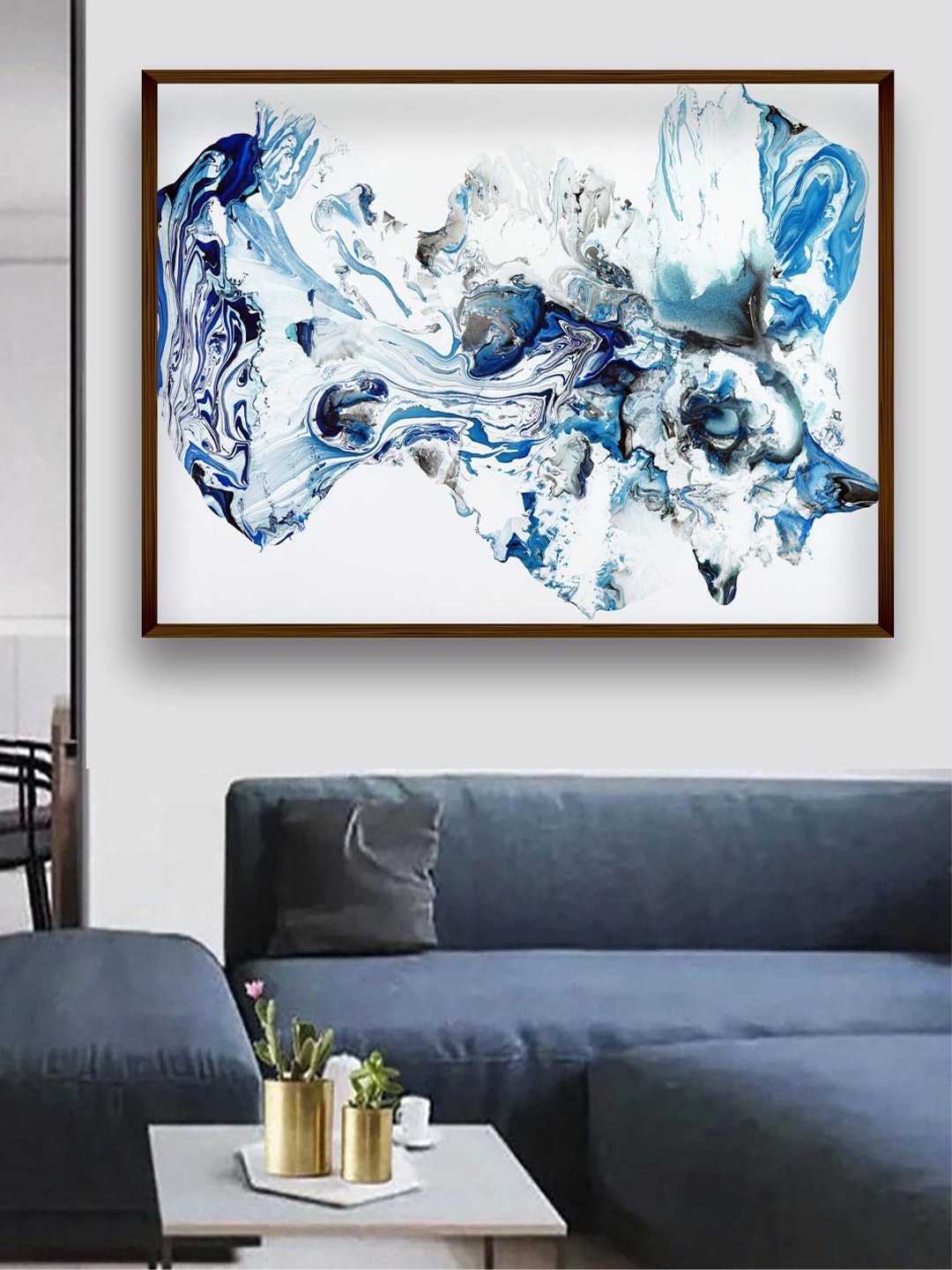 

The Art House White & Blue Abstract Wall Art