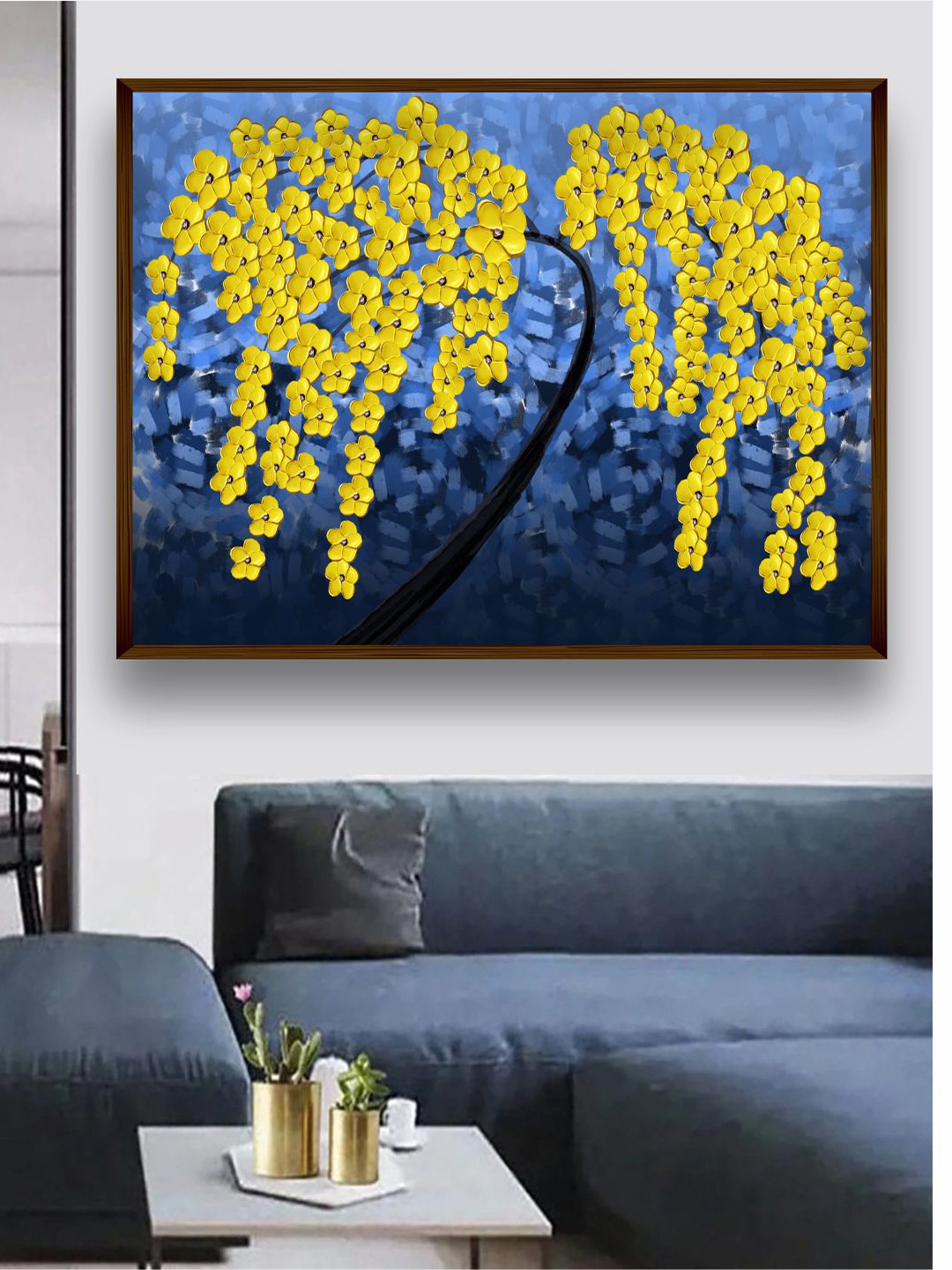 

The Art House Yellow & Blue Abstract Painting Frame