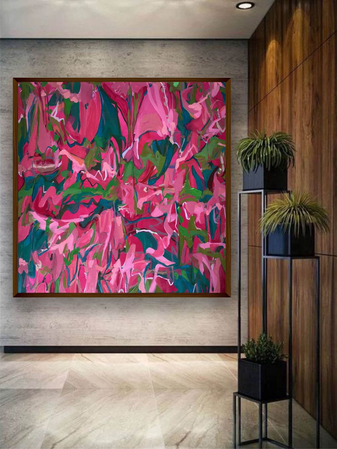 

The Art House Green & Pink Abstract Wall Art
