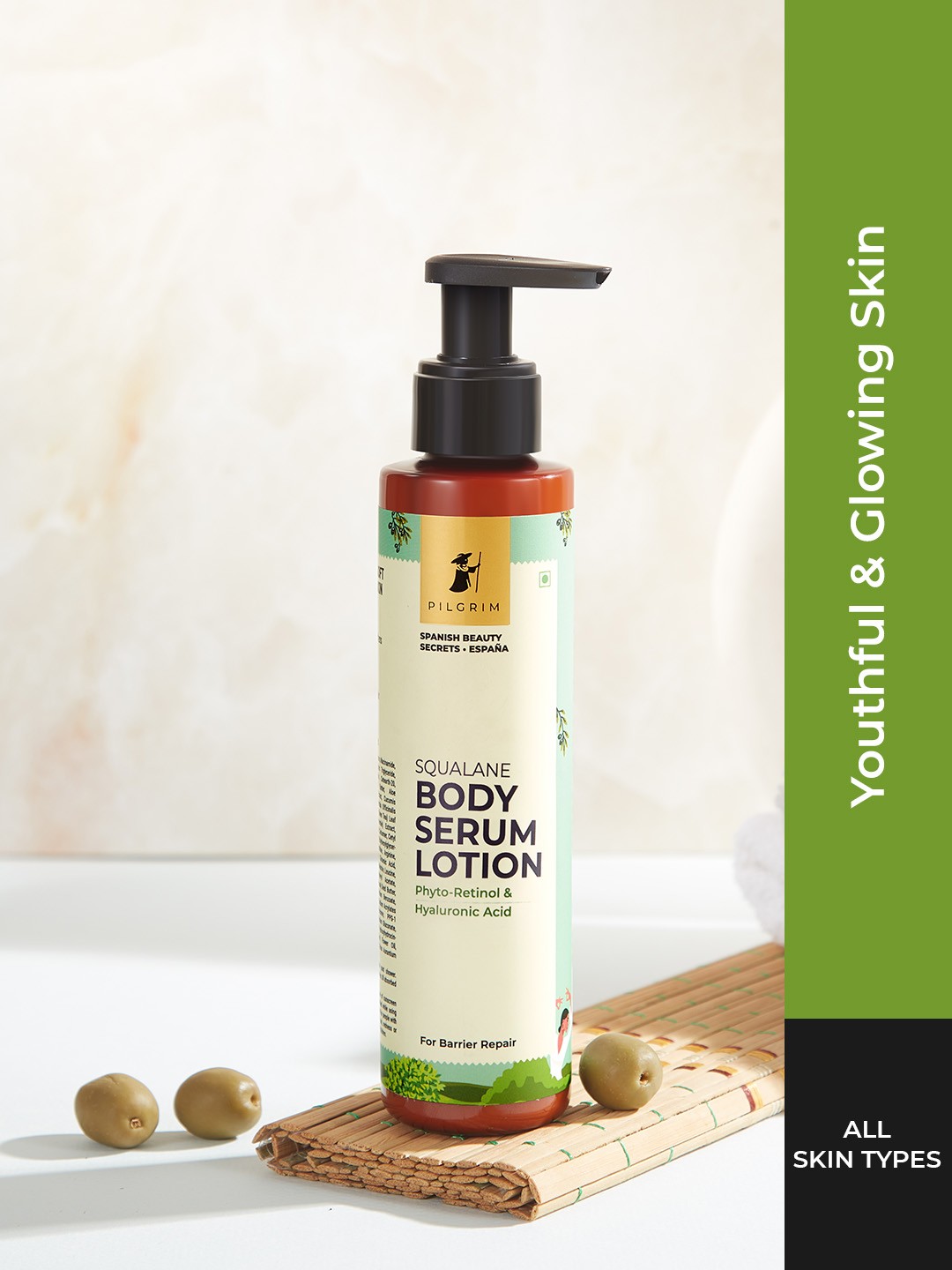

Pilgrim Squalane Body Serum Lotion with Phyto-Retinol & Hyaluronic Acid - 150 ml, White