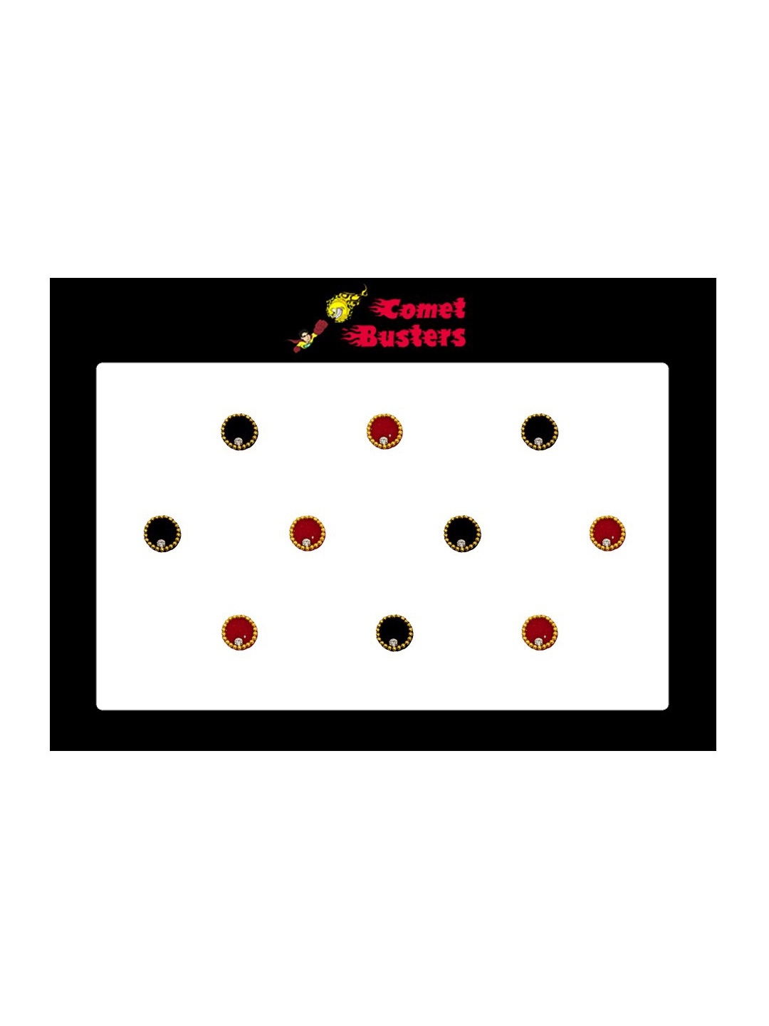 

Comet Busters 10 Pcs Embellished Reusable Designer Bindis - Red & Black