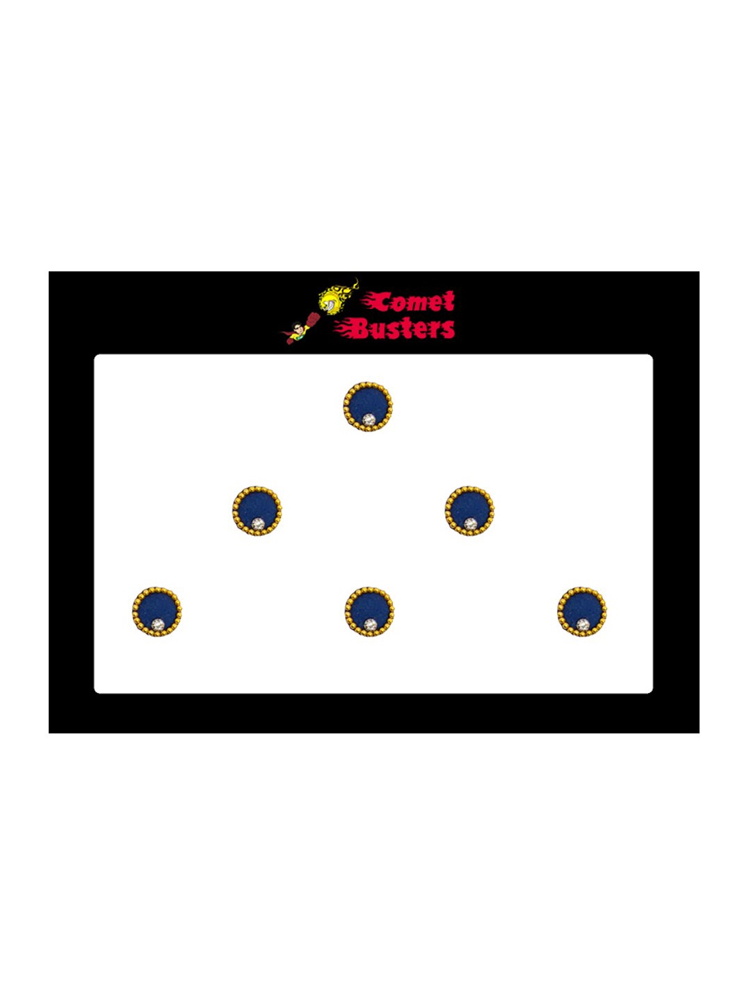 

Comet Busters 6 Pcs Embellished Reusable Designer Bindis - Navy Blue & Gold-Toned