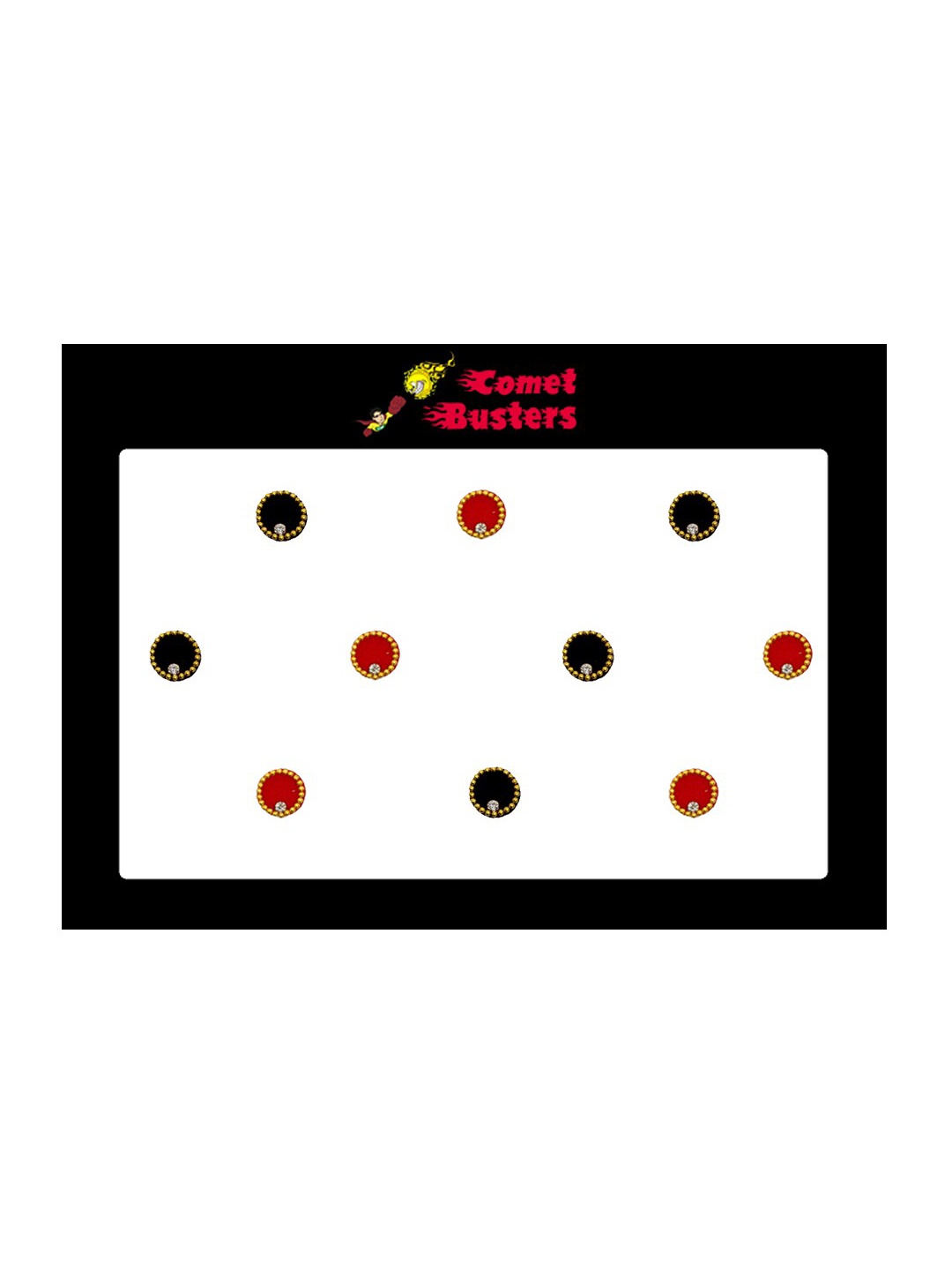 

Comet Busters 10 Pcs Embellished Reusable Designer Bindis - Black & Red