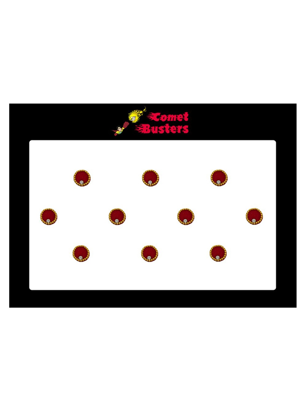 

Comet Busters 10 Pcs Embellished Reusable Designer Bindis - Maroon