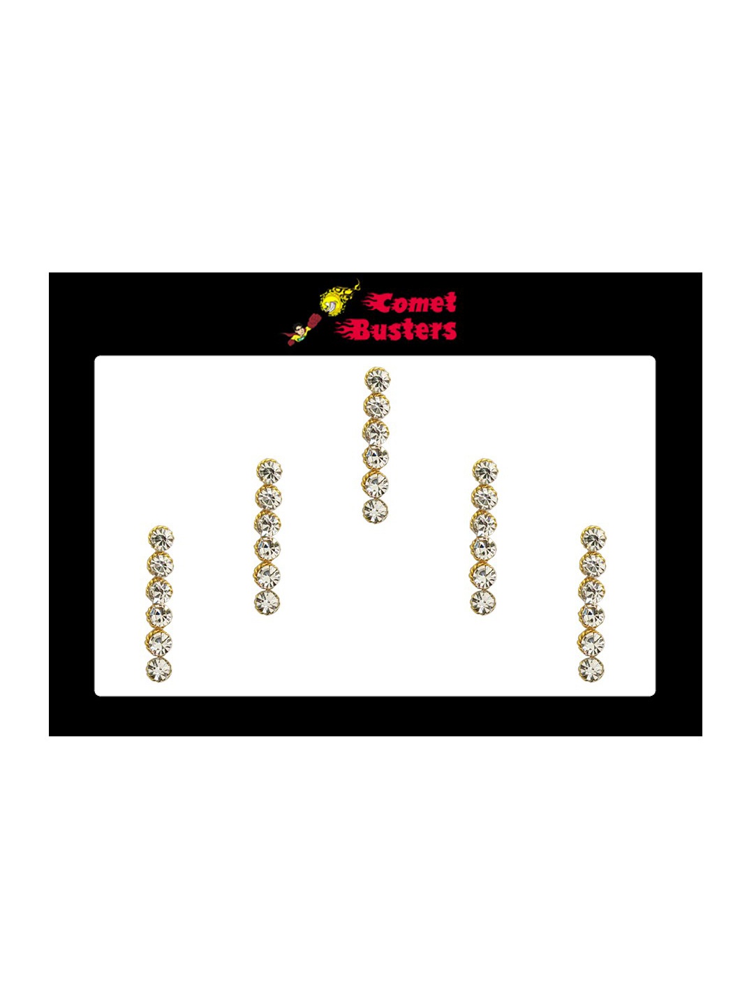 

Comet Busters 5 Pcs Embellished Reusable Designer Bindis - Silver-Toned