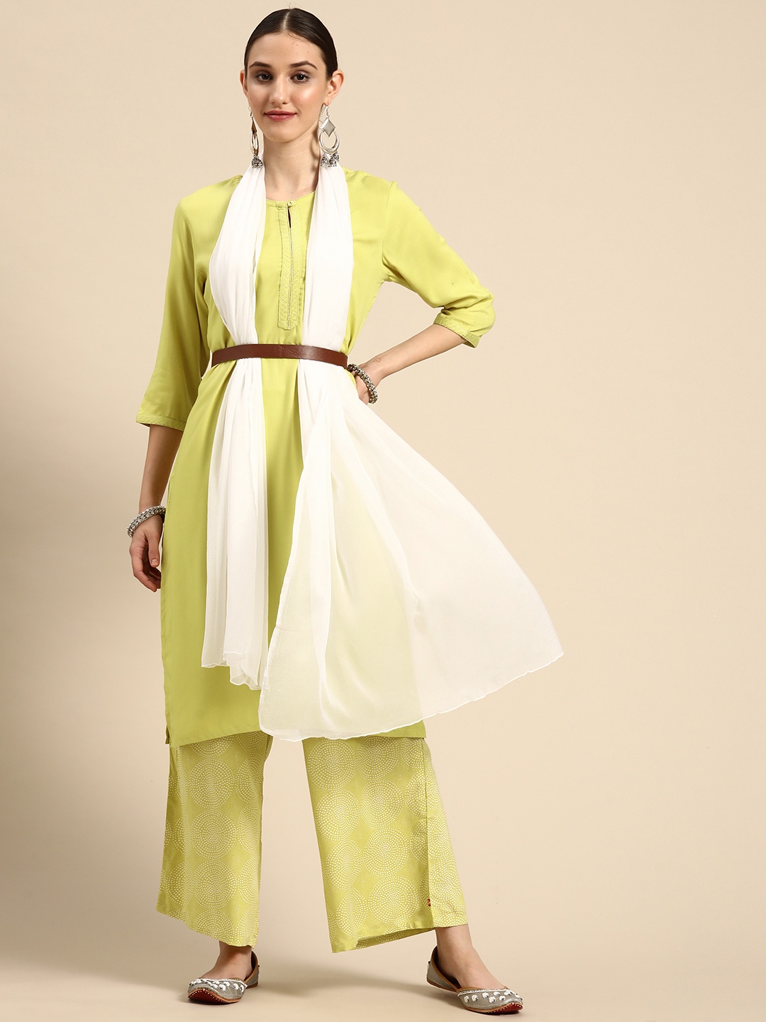 

Sangria Women Kurta with Palazzos, Green