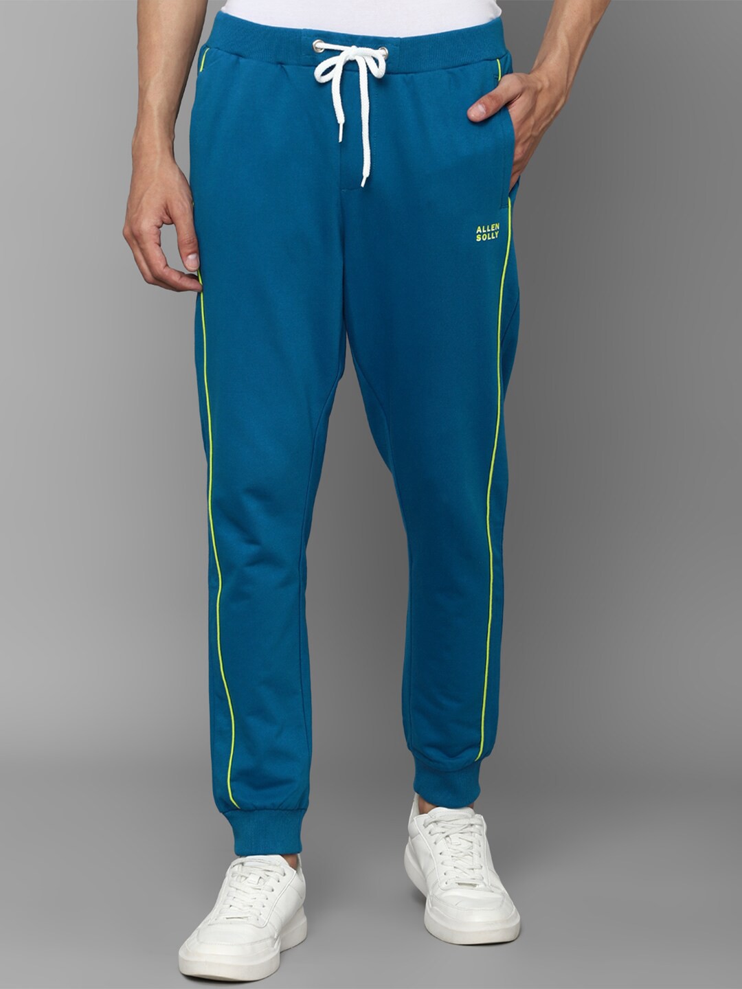 

Allen Solly Men Blue Solid Pure Cotton Joggers