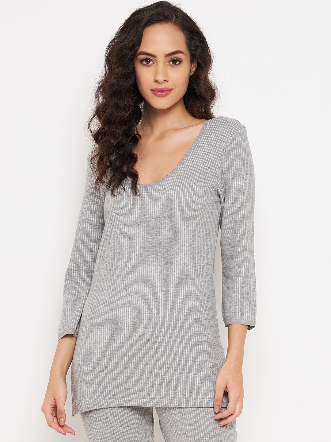 

Duke Women Grey Solid Cotton Thermal Top