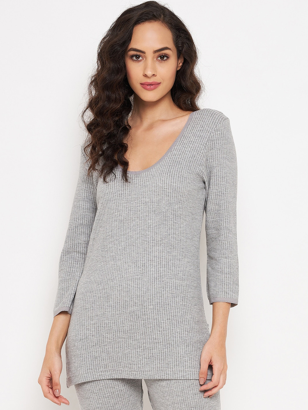 

Duke Women Grey Solid Cotton Thermal Tops