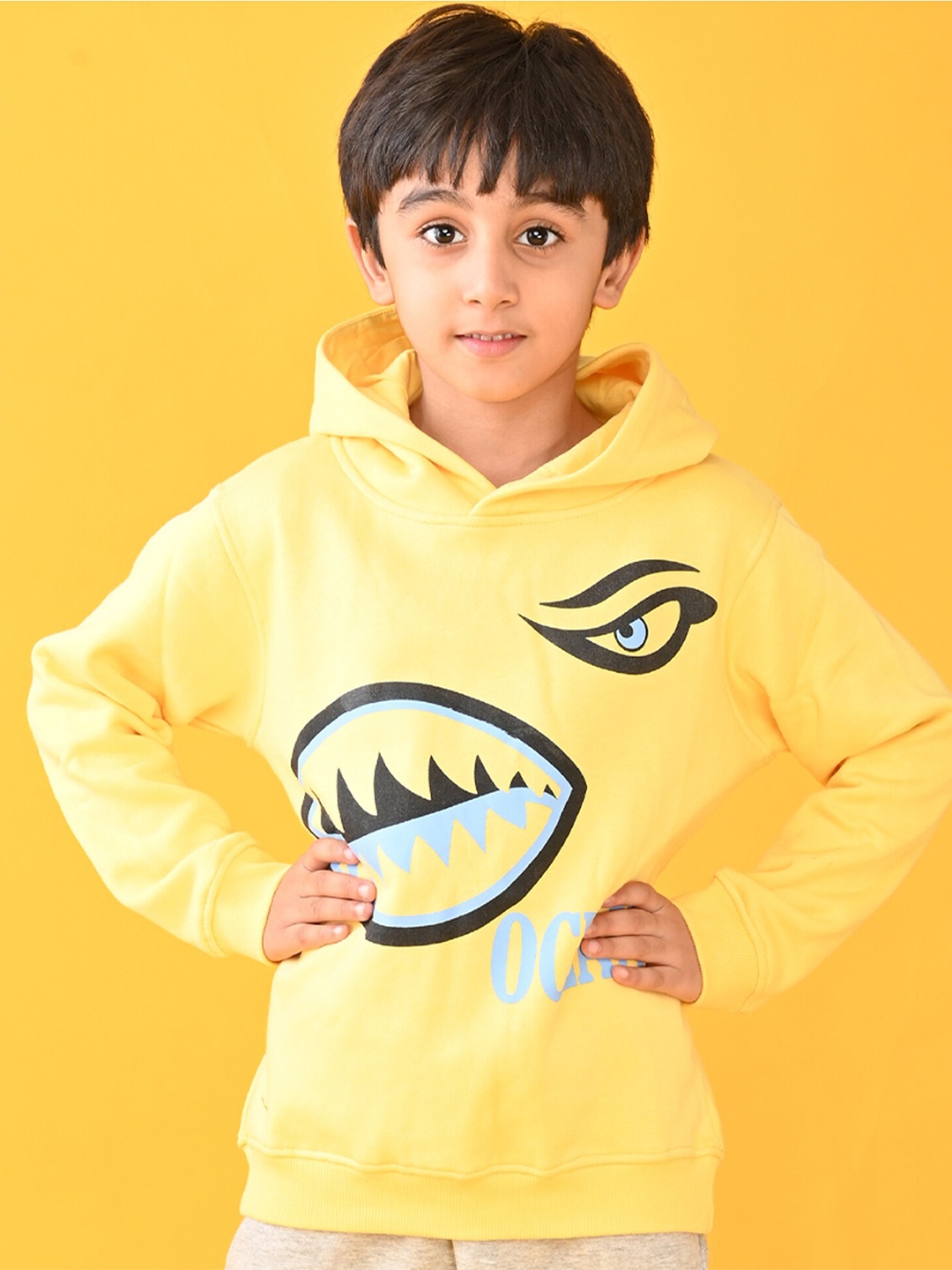 

Anthrilo Boys Yellow Printed Hooded fw.2022.1 Sweatshirt