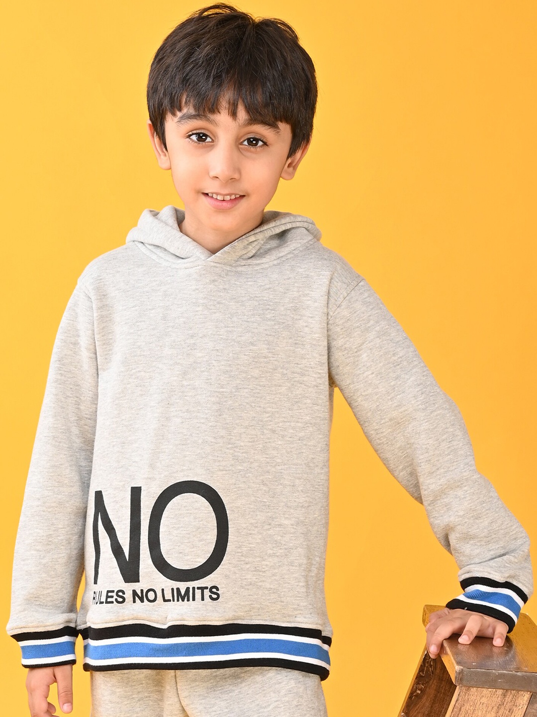 

Anthrilo Boys Grey Printed Hooded Sweatshirt