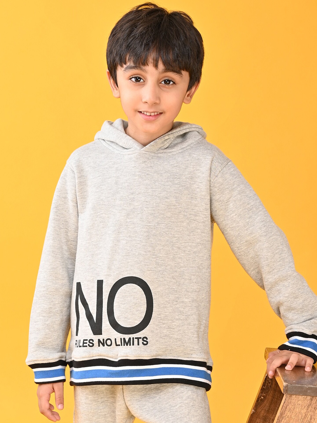 

Anthrilo Boys Grey Printed Hooded Sweatshirt
