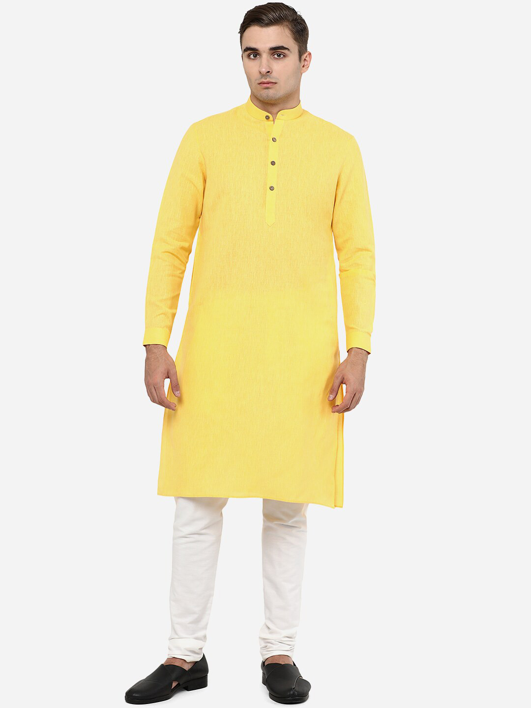

JADE BLUE Men Yellow Solid Kurta