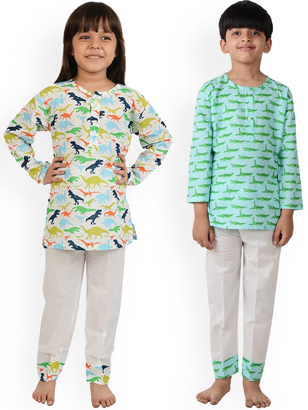 

frangipani Boys White & Blue Printed Night suit