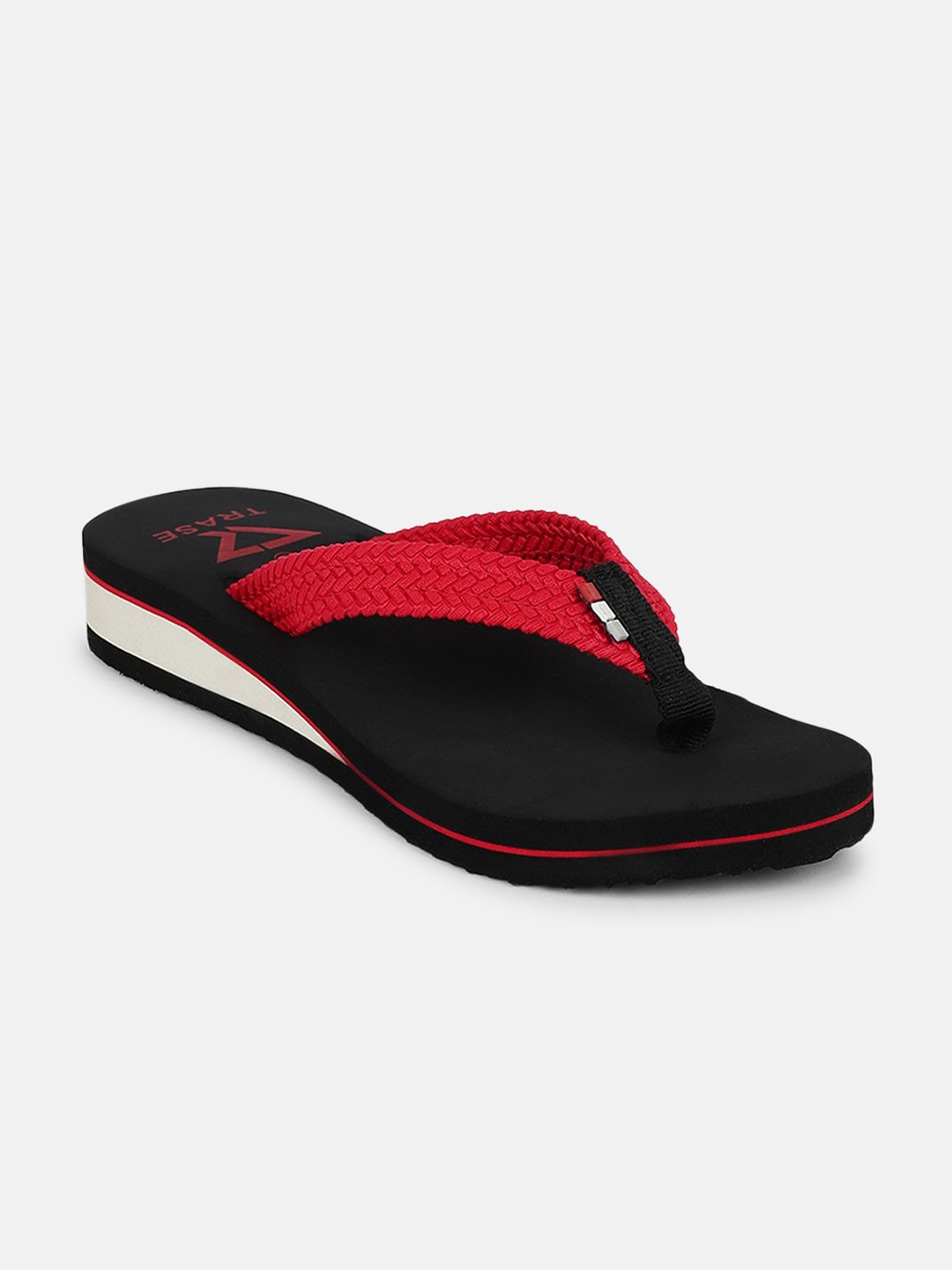 

TRASE Women Black Woven Design Flatform Sandals