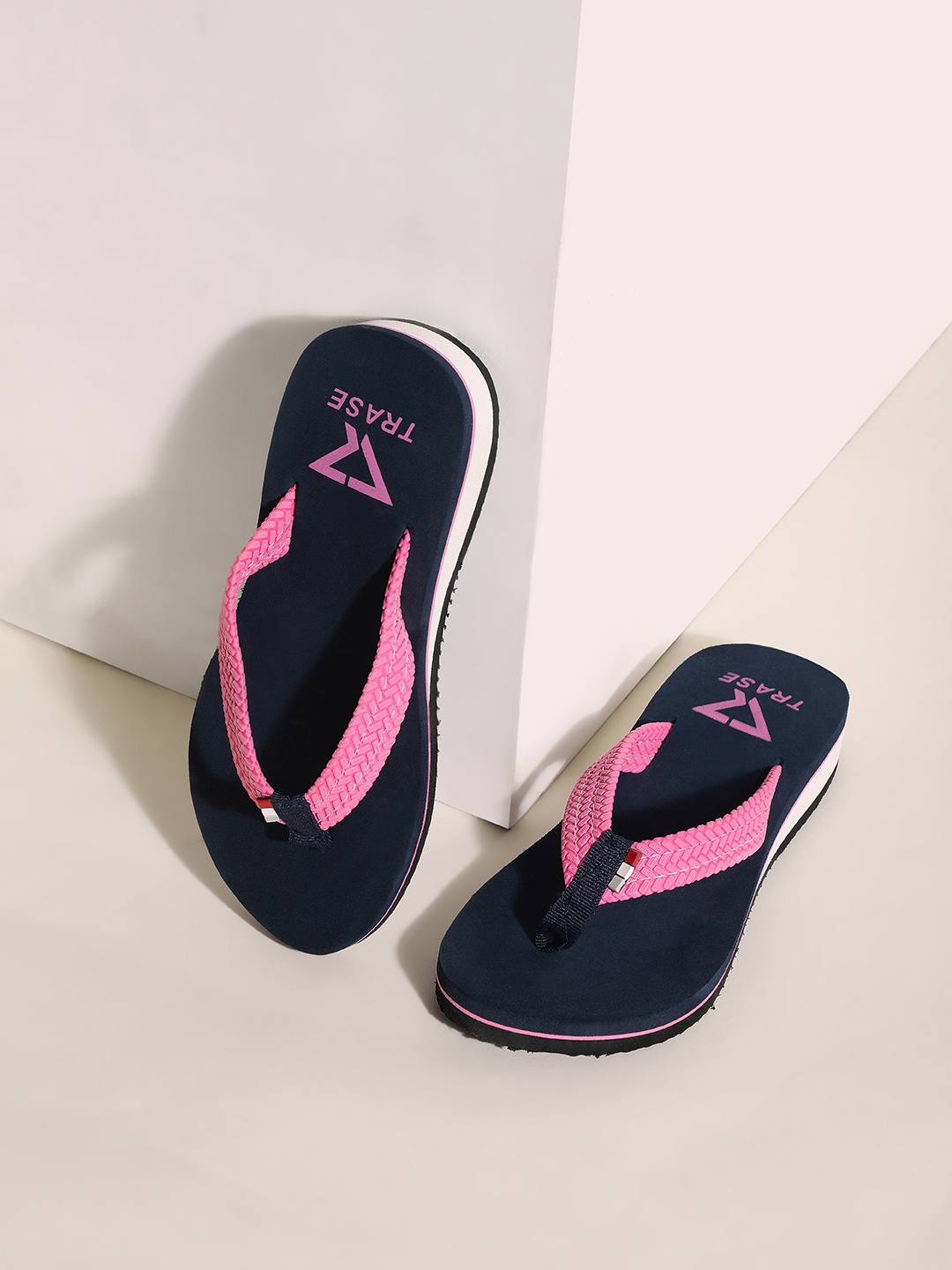 

TRASE Women Navy Blue & Pink Colourblocked Sandals