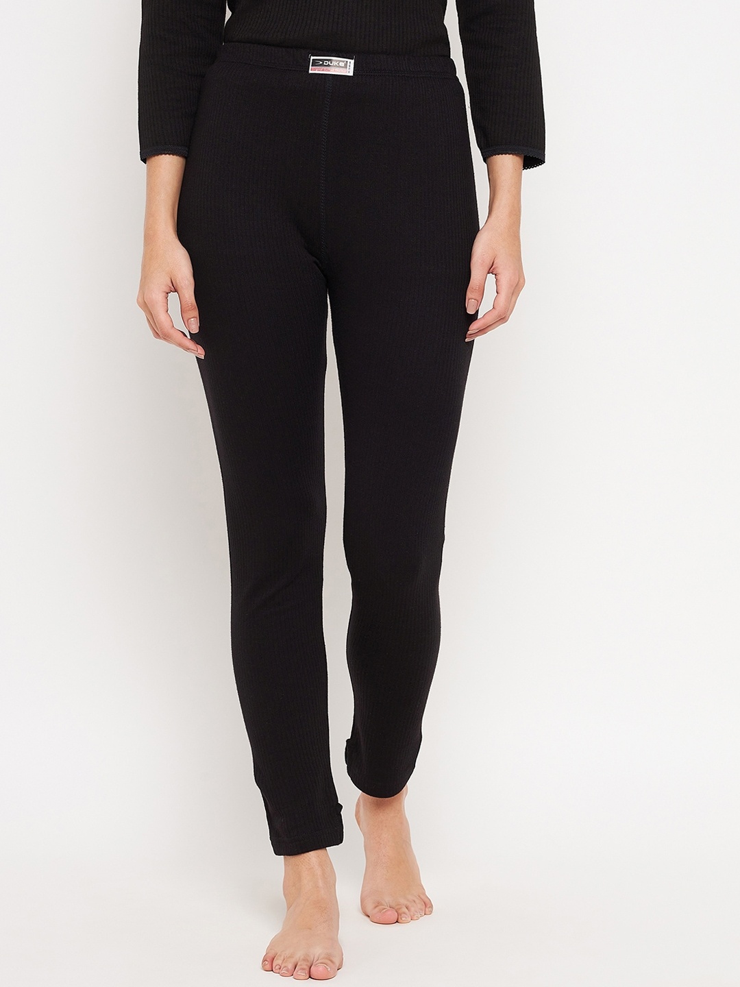 

Duke Women Black Solid Thermal Bottoms