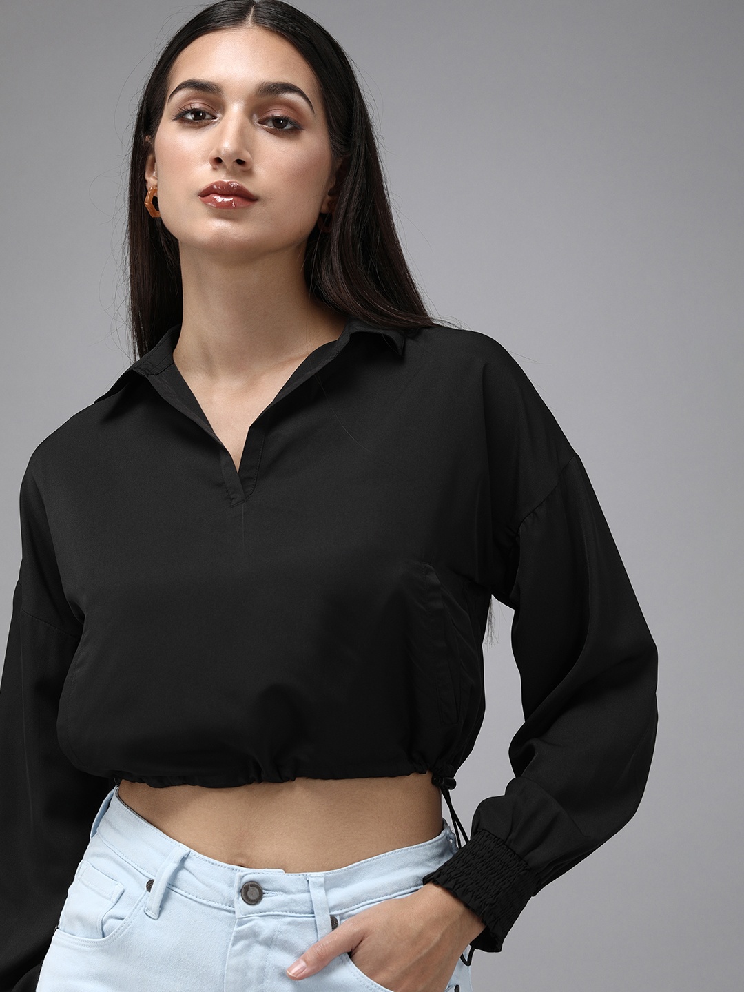 

The Roadster Lifestyle Co. Women Black Solid Casual Shirt