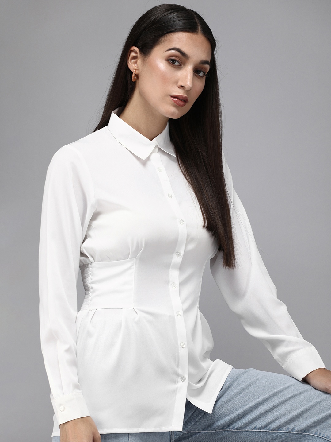 

The Roadster Lifestyle Co. Women White Solid Casual Shirt